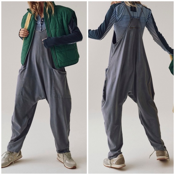 Free People Pants - NWT Free People FP Movement Hot Shot Onesie - blue indigo navy blue grey - m